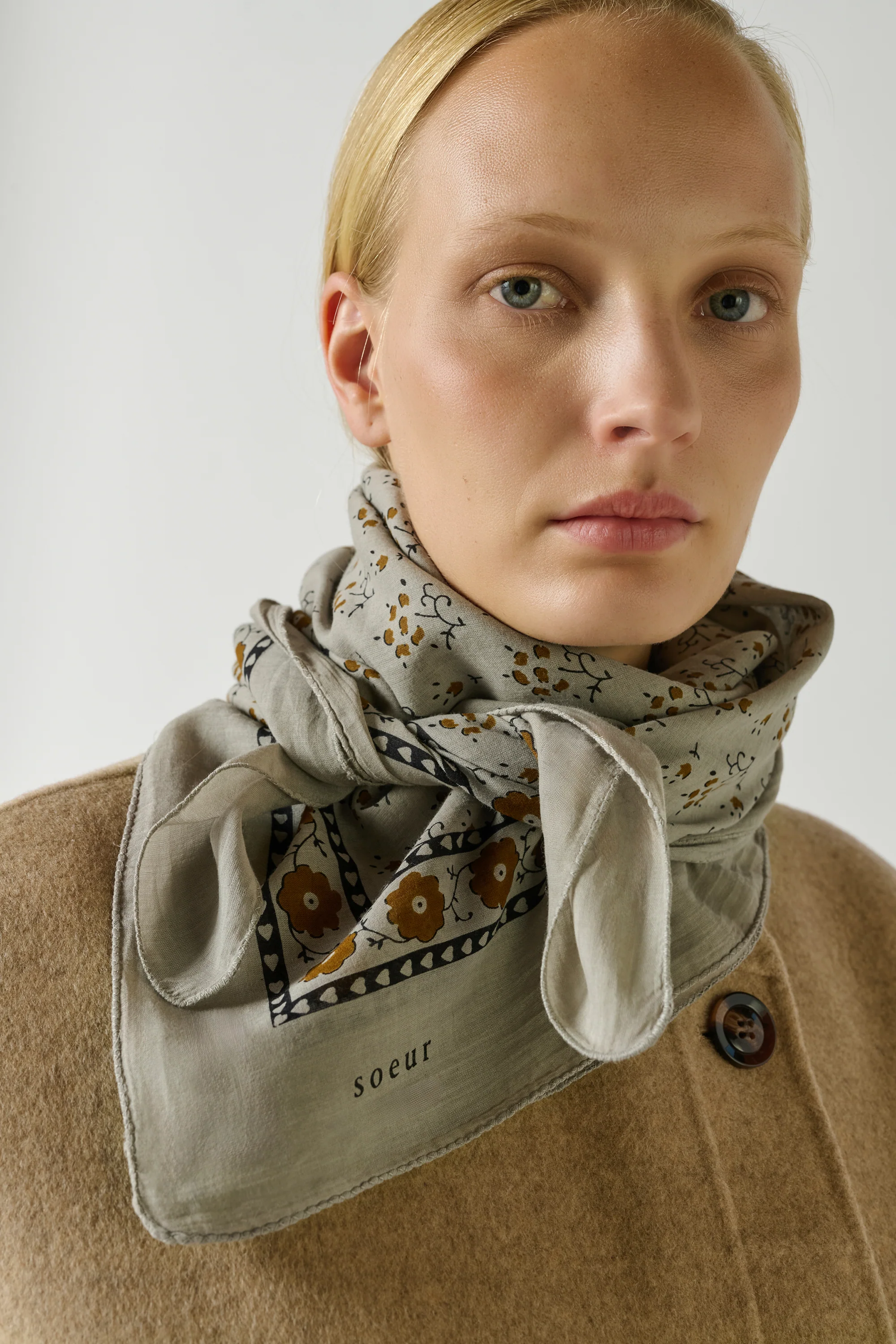 FOULARD CLASSIQUE COTON GRIS - Image 2